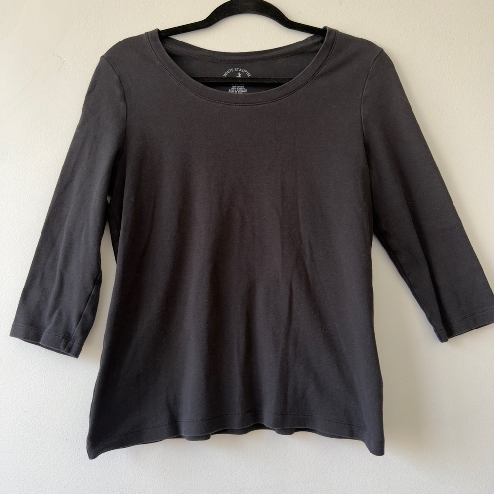 Classic‎ Black Women's 3/4 Sleeve Top White Stag